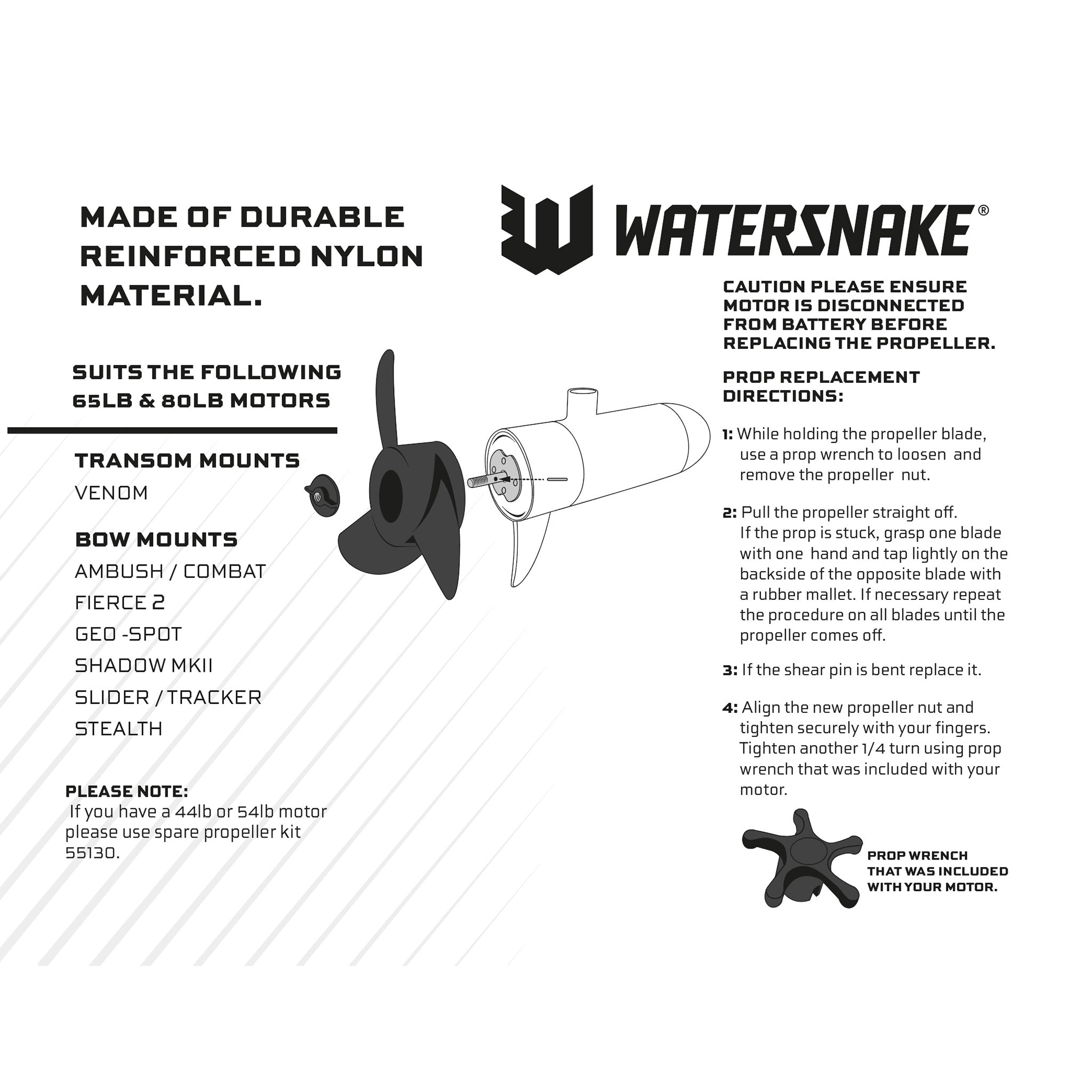 Watersnake 3-Bladed Prop Kit - Reinforced Nylon - Suit 65lb & 80lb -  Watersnake Home – Watersnake Australia